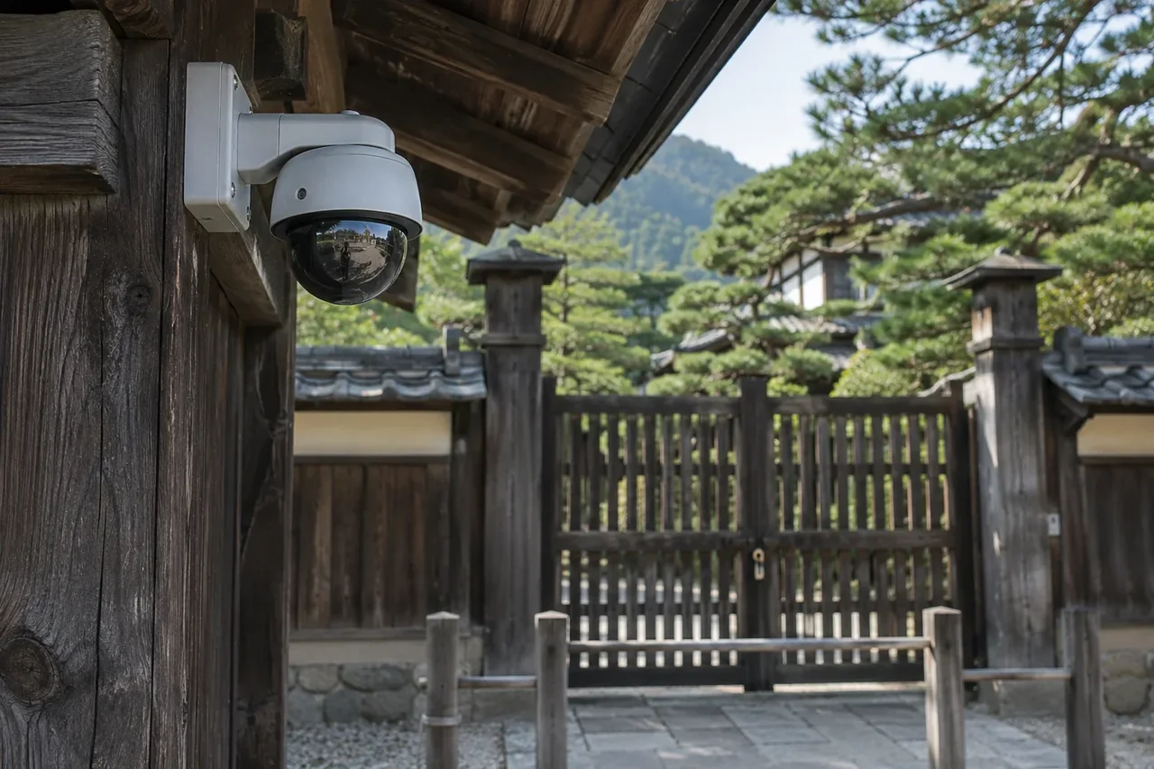 建物に設置された防犯カメラ